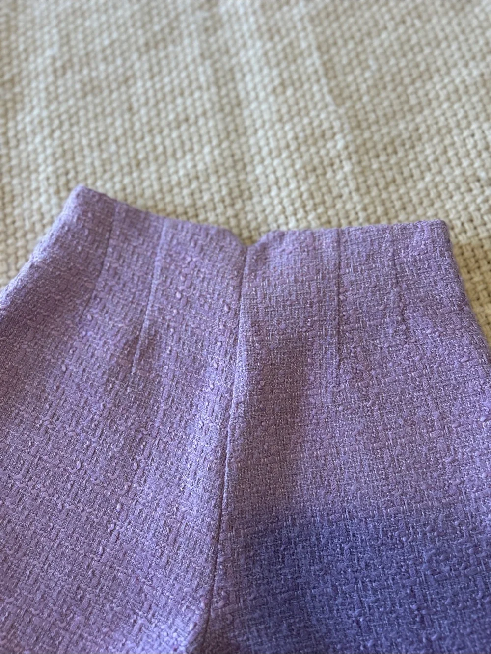 Zara Lilac Tweed High-Waist Tailored Shorts